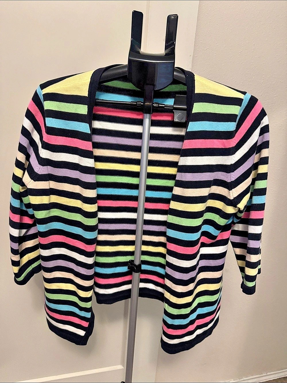Hampshire Studio Multicolor Striped Cardigan Size Large Like New